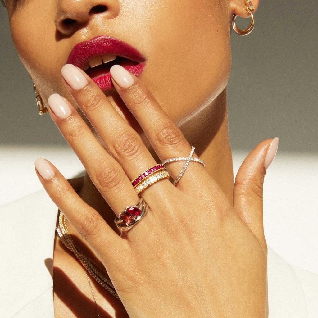 Baguette Ruby Full Eternity Ring 14k Ruby Baguette And Diamond