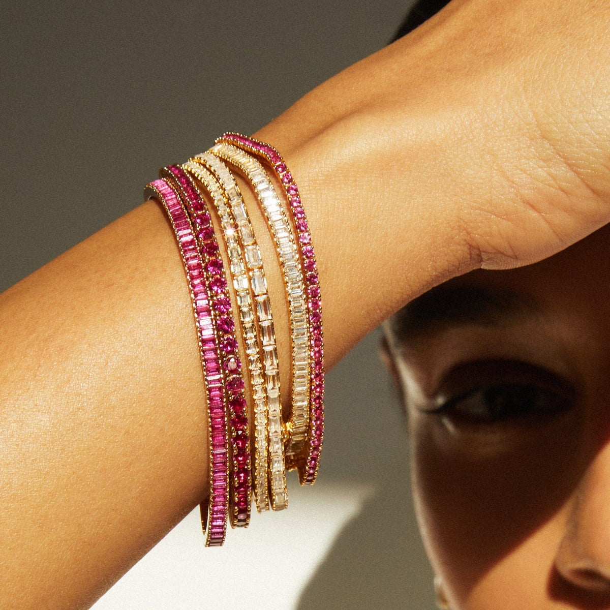 Lab Grown Red Ruby Baguette Tennis Bracelet