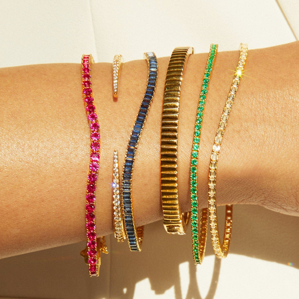 Lab Grown Green Emerald Tennis Bracelet