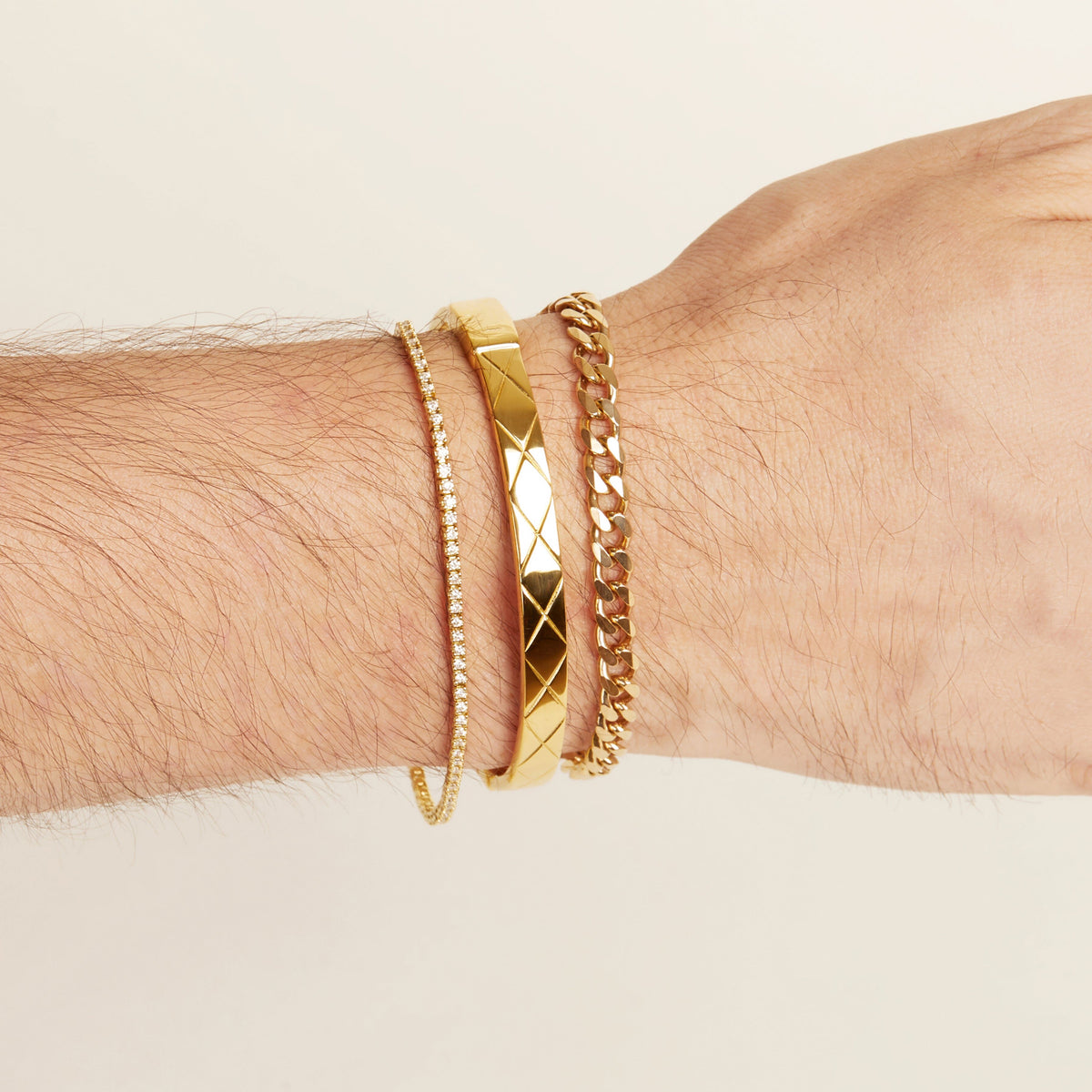 Quilted Gold Hinged Bracelet