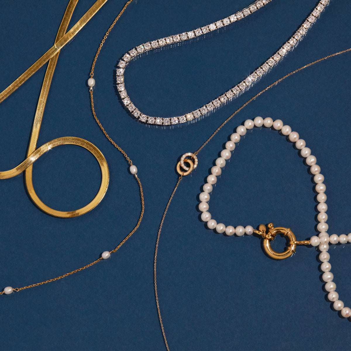 Gold Herringbone Chain Necklace