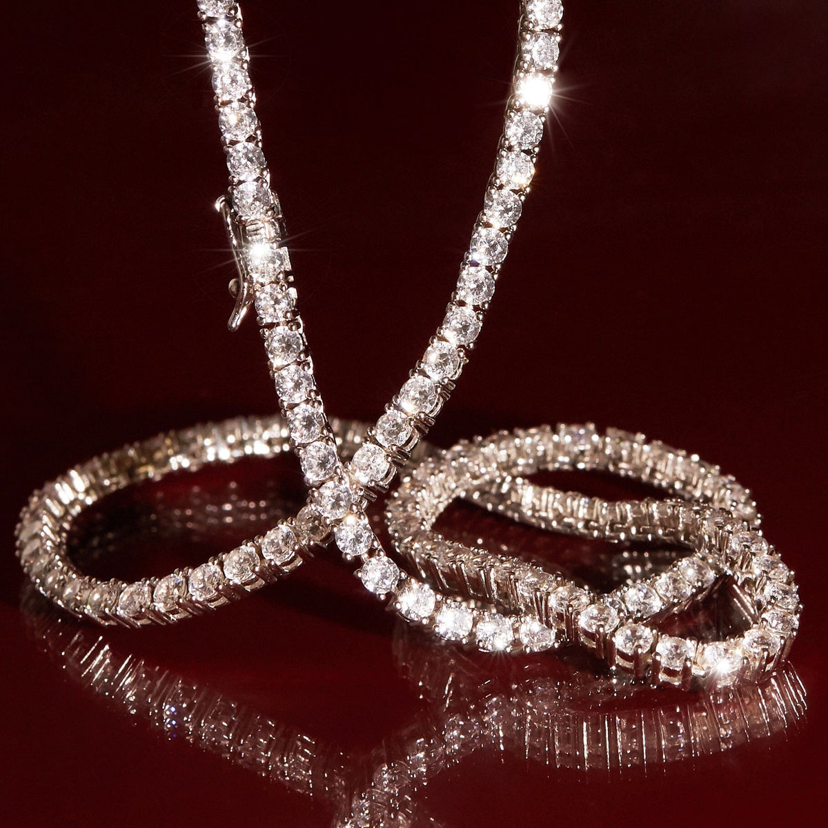 Lab Grown White Sapphire Tennis Bracelet