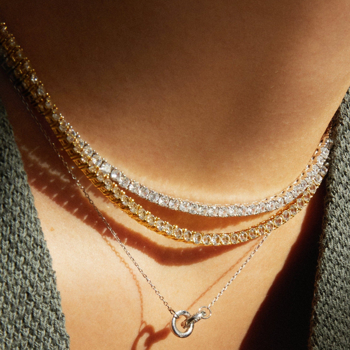 Lab Grown White Sapphire Tennis Necklace