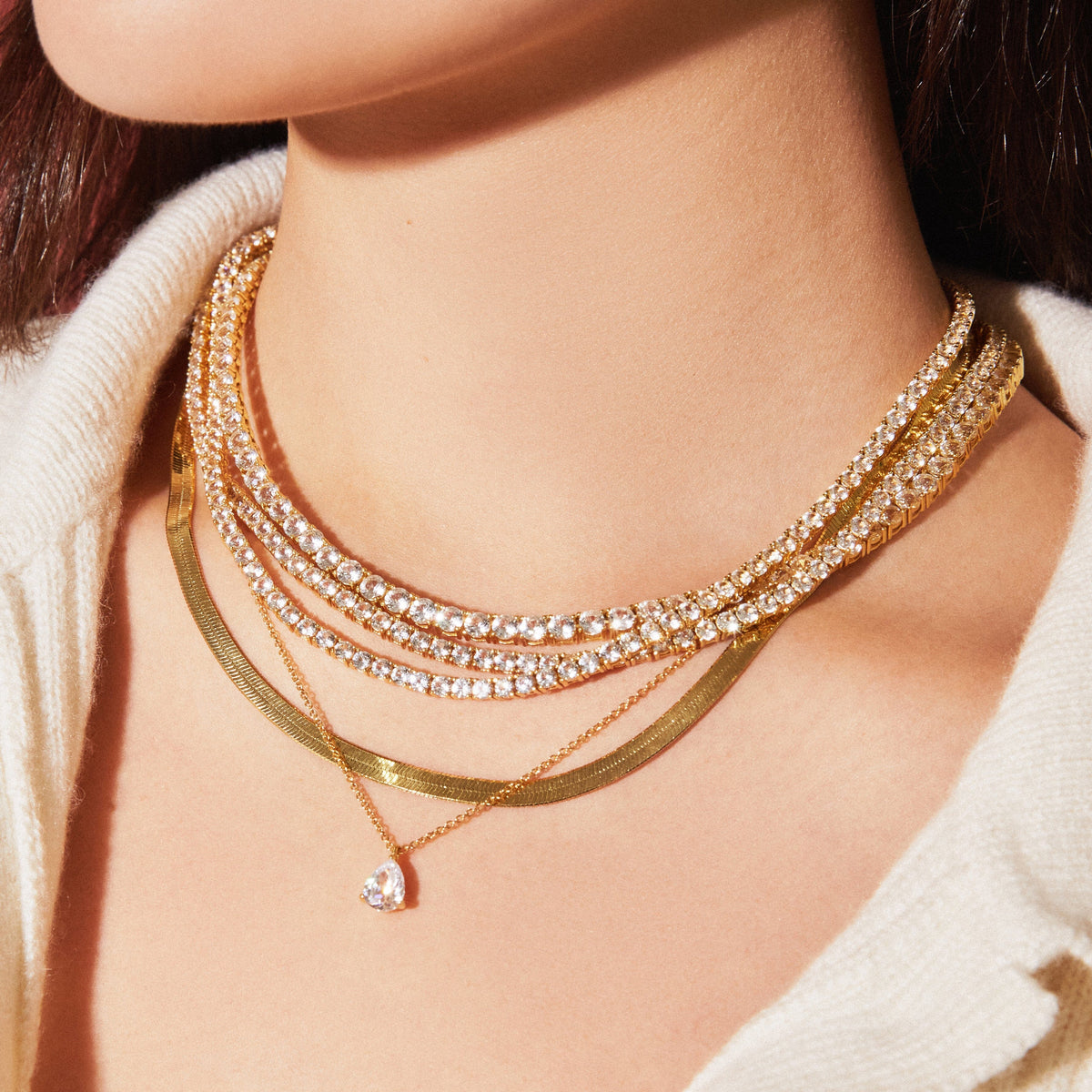 Lab Grown White Sapphire Tennis Necklace