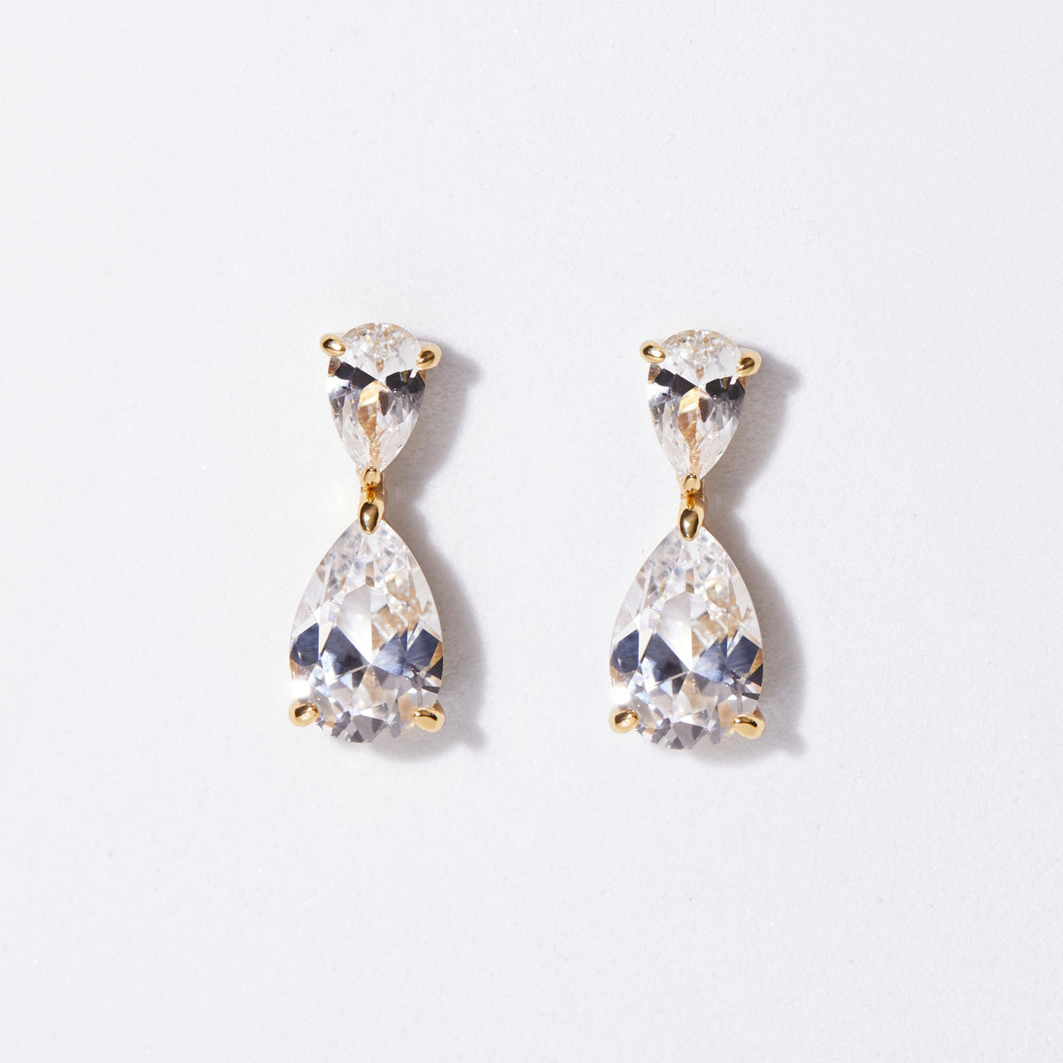 Lab Grown White Sapphire Pear Drop Earrings