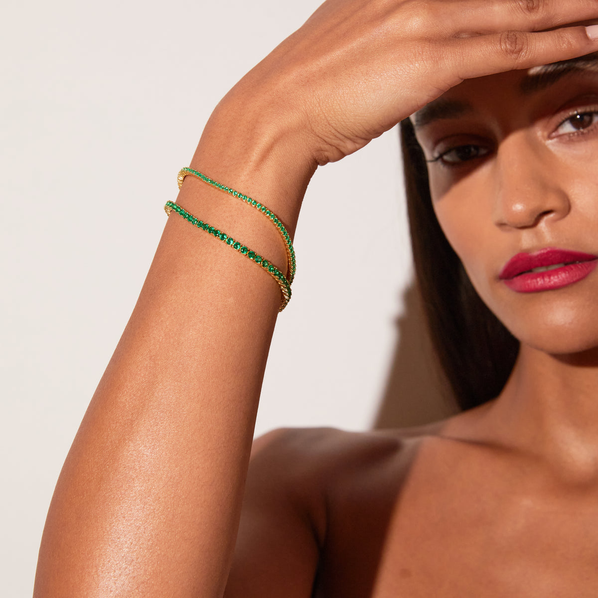 Lab Grown Green Emerald Tennis Bracelet