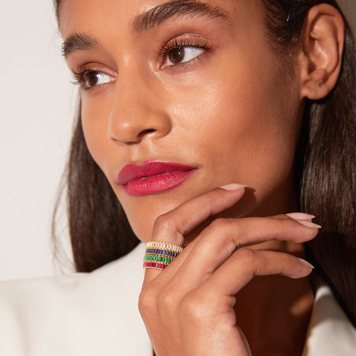 Lab Grown Blue Sapphire Baguette Eternity Ring