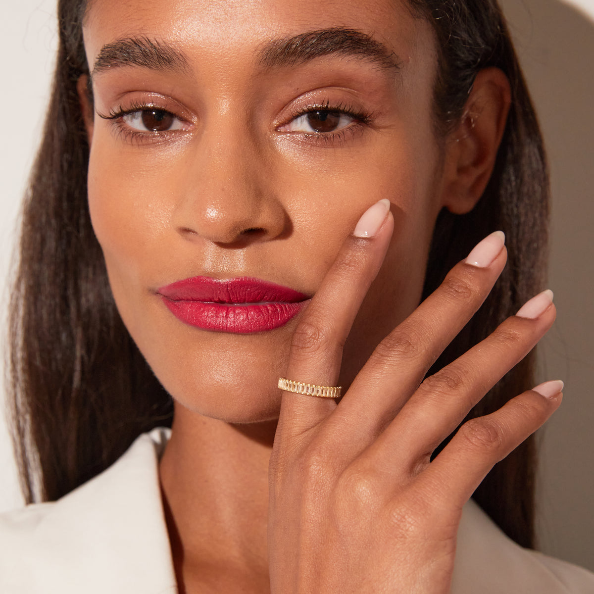 Lab Grown White Sapphire Baguette Eternity Ring
