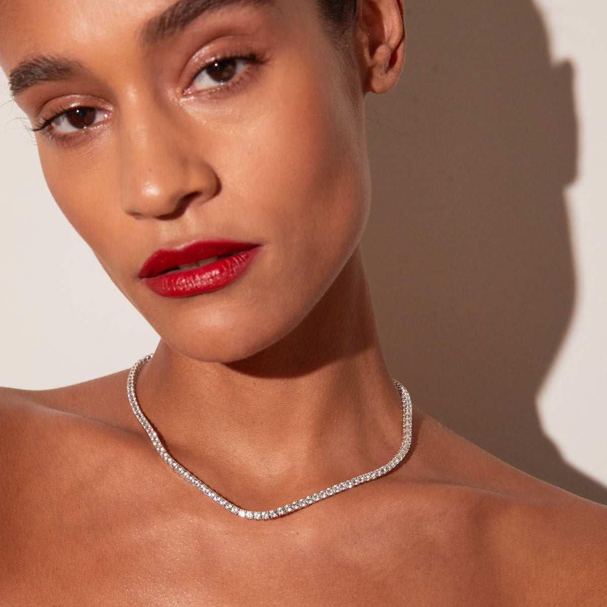 Lab Grown White Sapphire Tennis Necklace