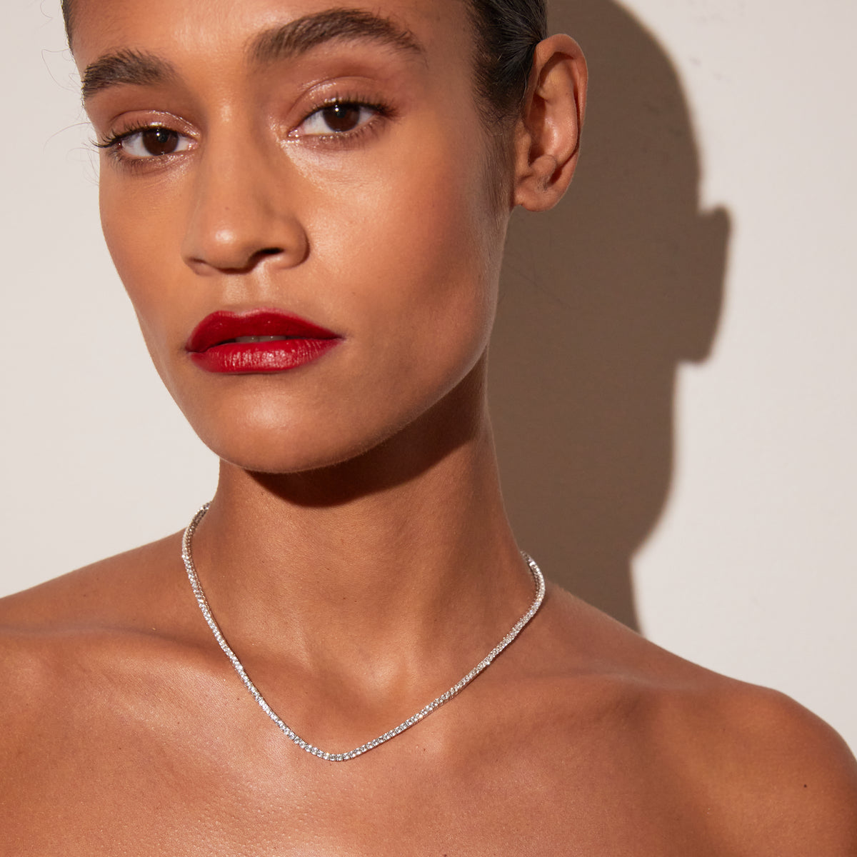 Lab Grown White Sapphire Tennis Necklace