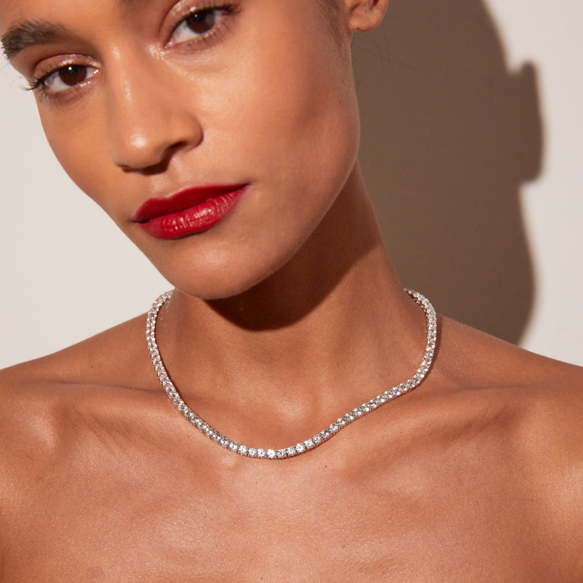 Lab Grown White Sapphire Tennis Necklace