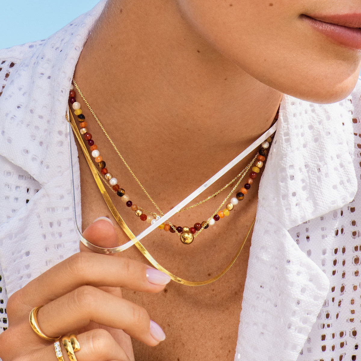 Gold Herringbone Chain Necklace