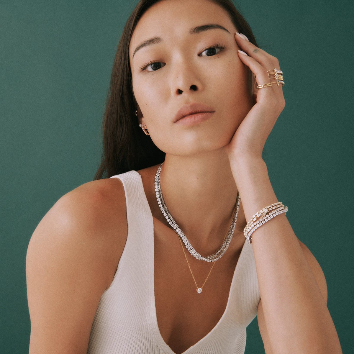 Lab Grown White Sapphire Tennis Necklace