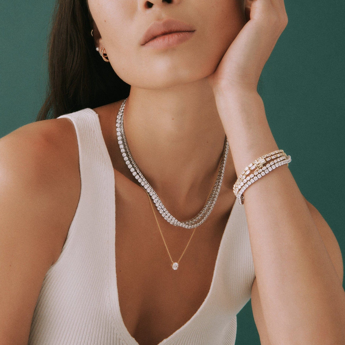 Lab Grown White Sapphire Tennis Necklace