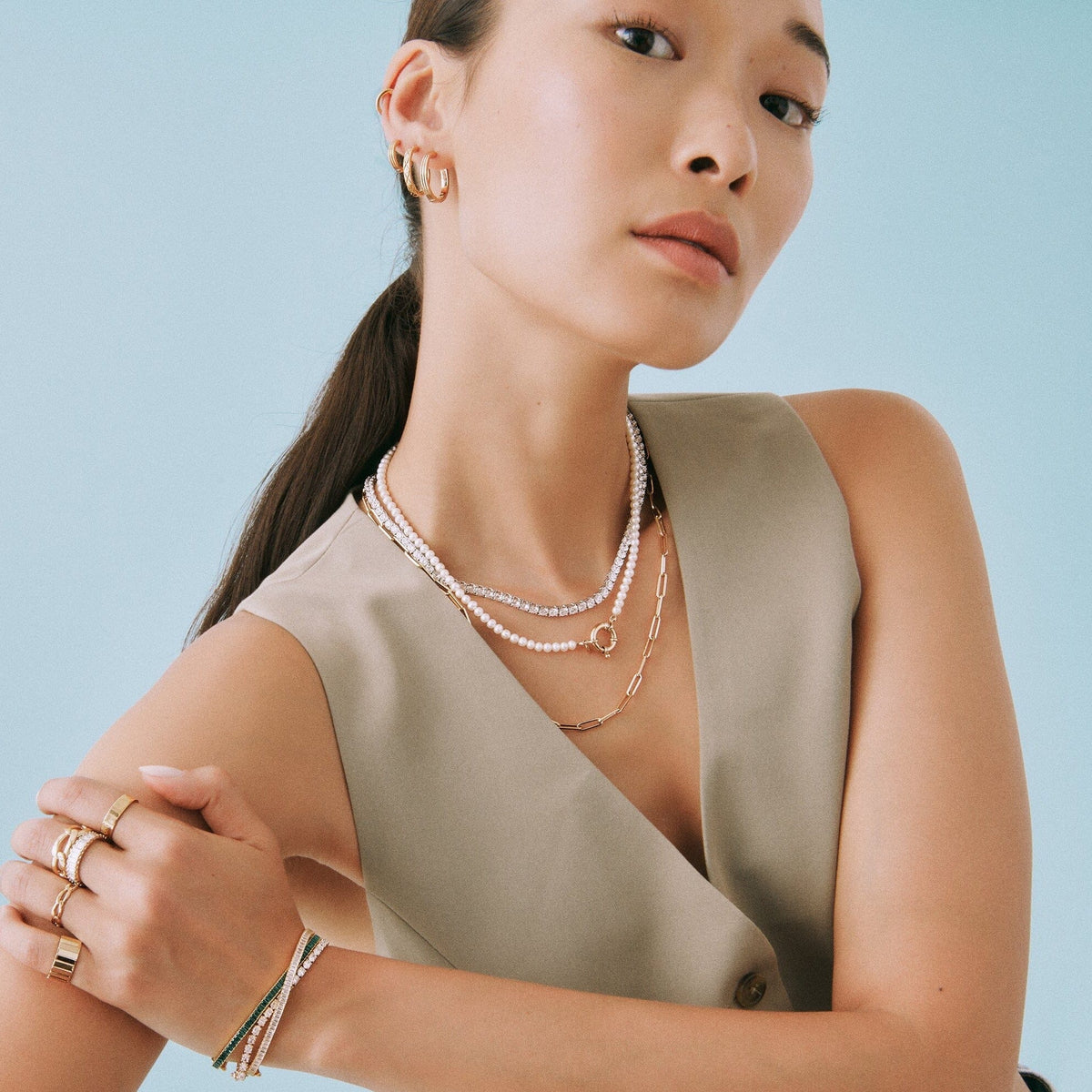 Lab Grown White Sapphire Tennis Necklace