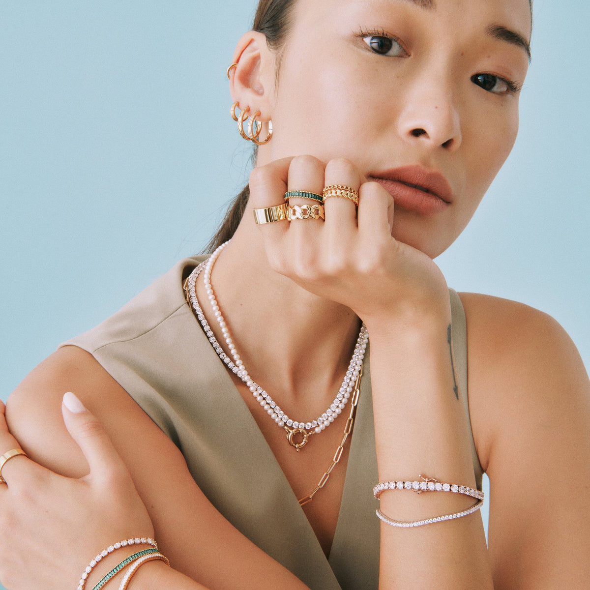 Lab Grown White Sapphire Tennis Necklace