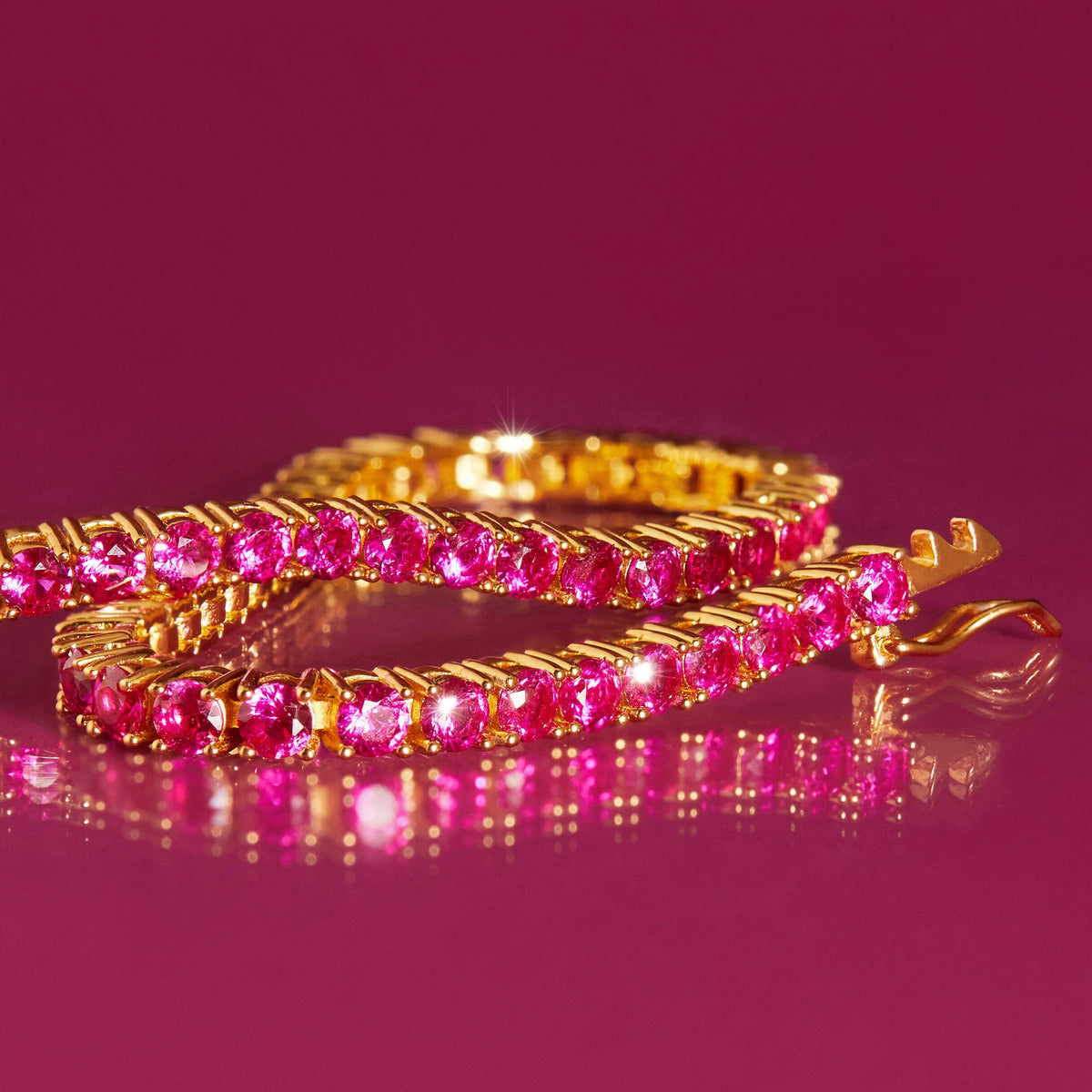 Lab Grown Red Ruby Tennis Bracelet