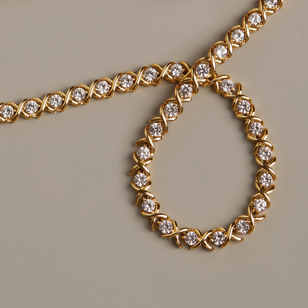 Lab Grown White Sapphire X Estate Tennis Necklace