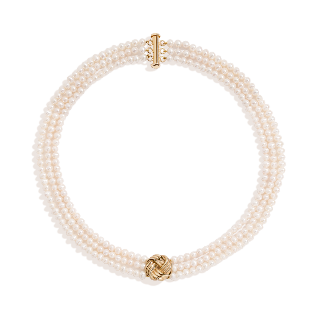 Aurate x Marilyn Monroe: Gold Knot Pearl Necklace