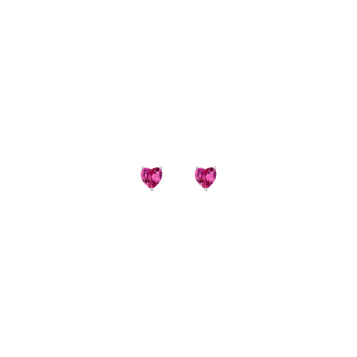 Lab Grown Pink Sapphire Heart Stud Earrings Vermeil White Gold First