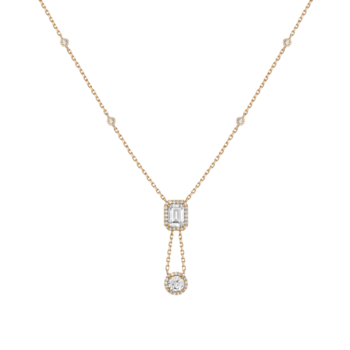 Lab Grown White Sapphire Edwardian Lariat Necklace
