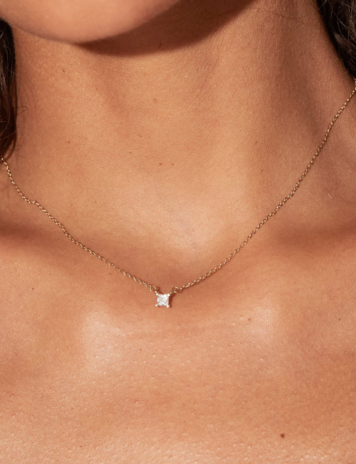 Princess Lab Grown Diamond Solitaire Necklace