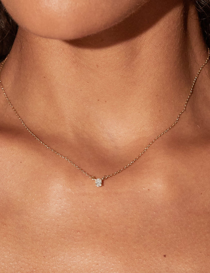 Oval Lab Grown Diamond Solitaire Necklace