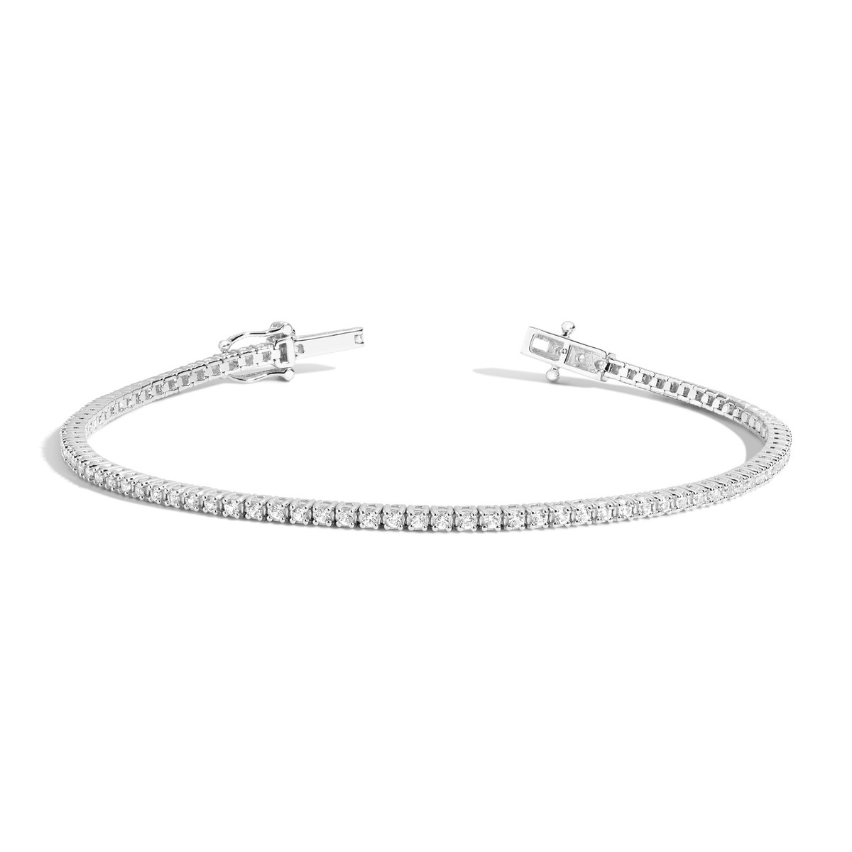 Petite Lab Grown White Sapphire Tennis Bracelet Vermeil White Gold 6in 6.5in 7in First