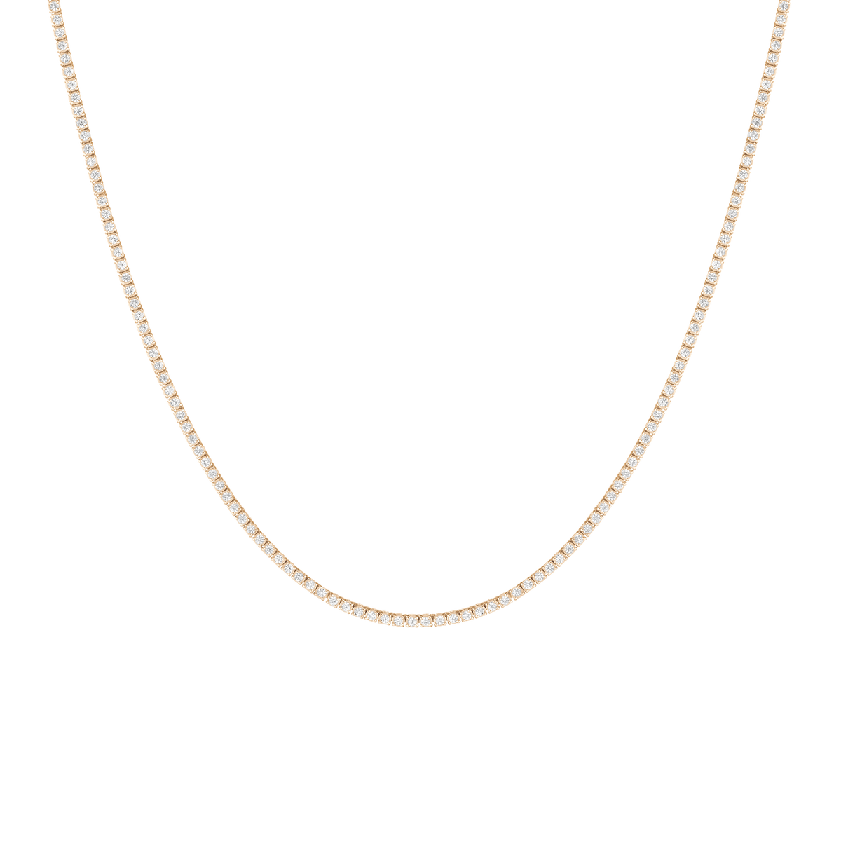 Petite Lab Grown White Sapphire Tennis Necklace Vermeil Yellow Gold 16in First