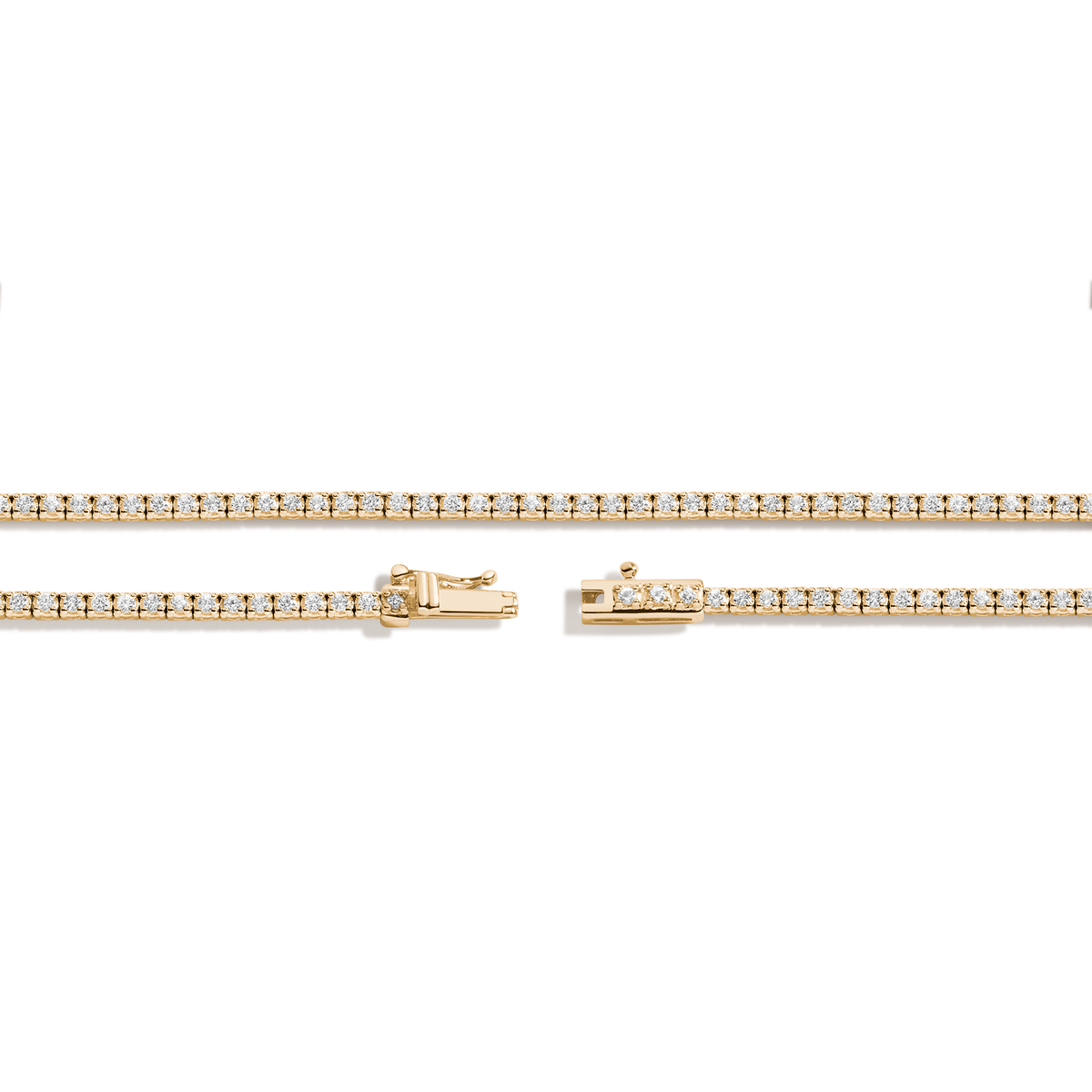 Petite Lab Grown White Sapphire Tennis Necklace Vermeil Yellow Gold 16in