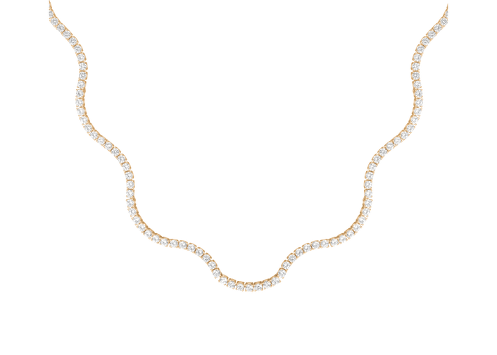 Lab Grown White Sapphire Wave Tennis Necklace
