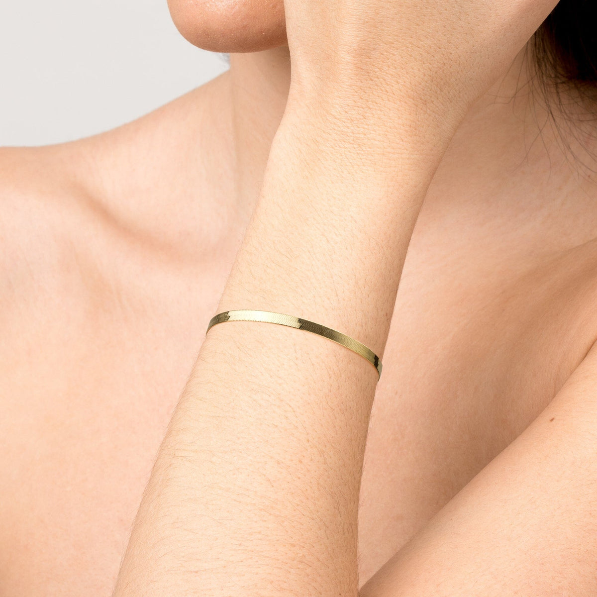 Gold Herringbone Chain Bracelet