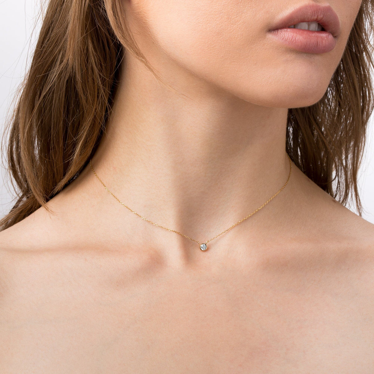 Medium Diamond Bezel Necklace
