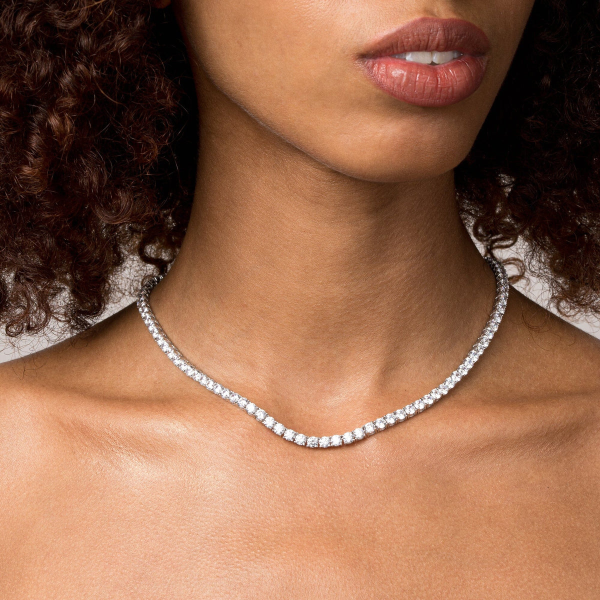 White Sapphire Tennis Necklace Vermeil White Gold Yellow Gold 22ct