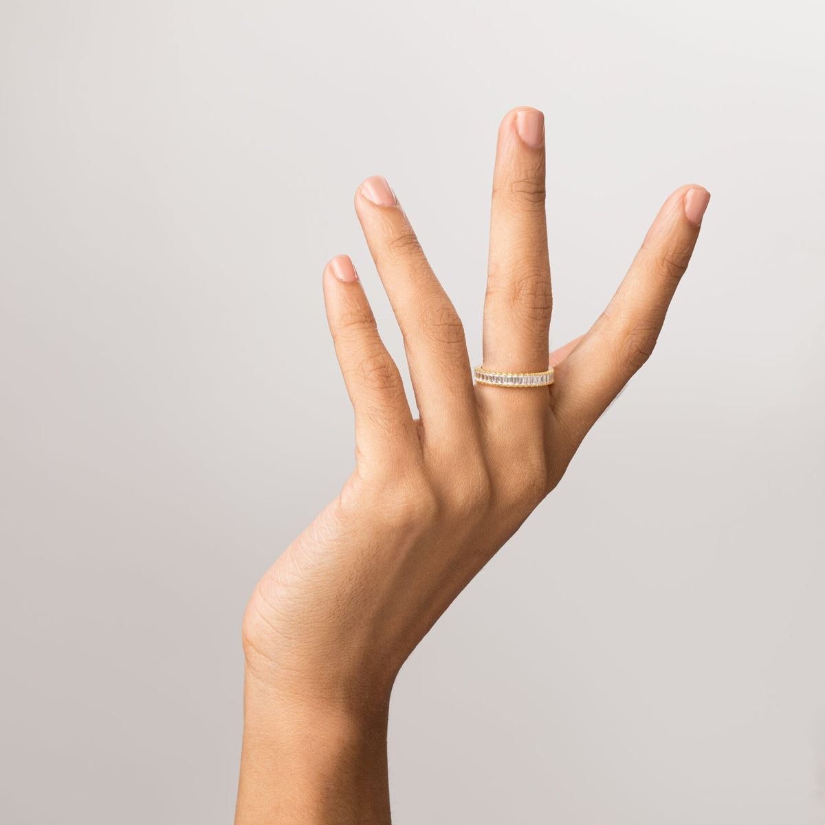 Lab Grown White Sapphire Baguette Eternity Ring