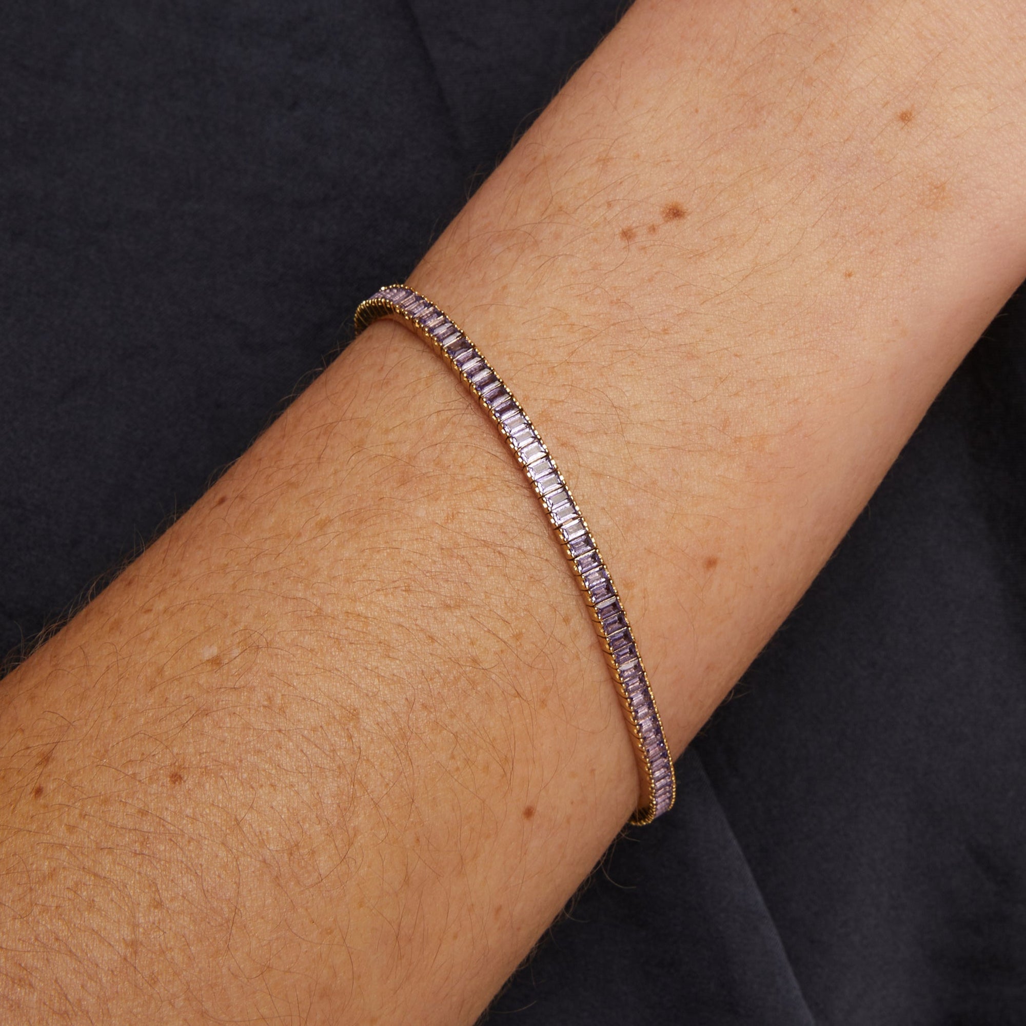 Lab Grown Amethyst Baguette Tennis Bracelet