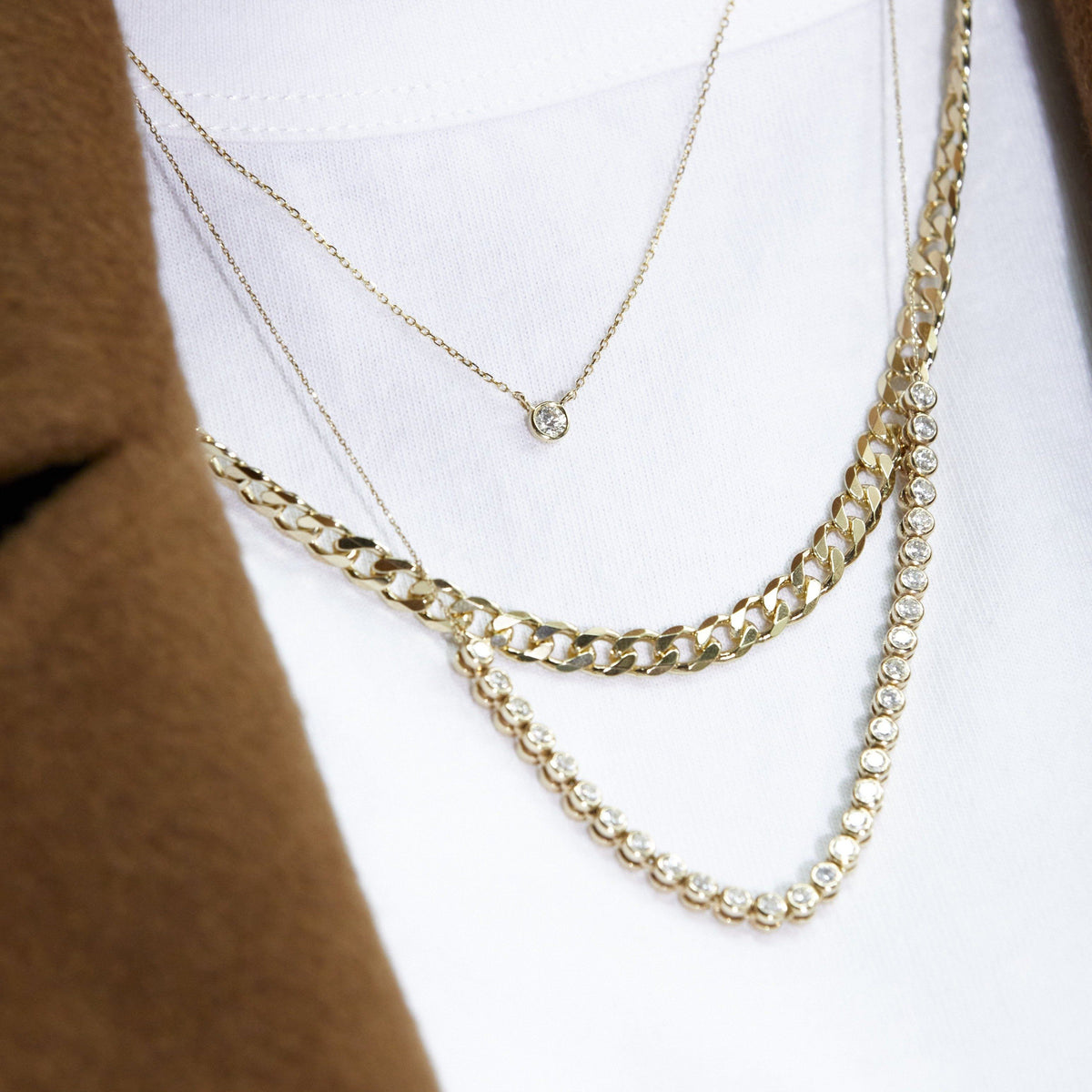 Medium Diamond Bezel Necklace