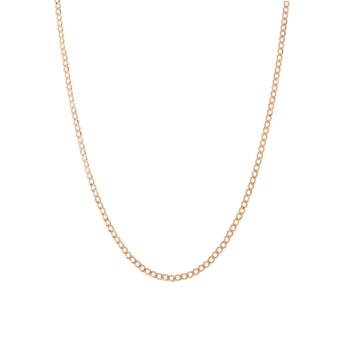Medium Gold Curb Chain Necklace Vermeil 14K Rose Gold 18in 22in First