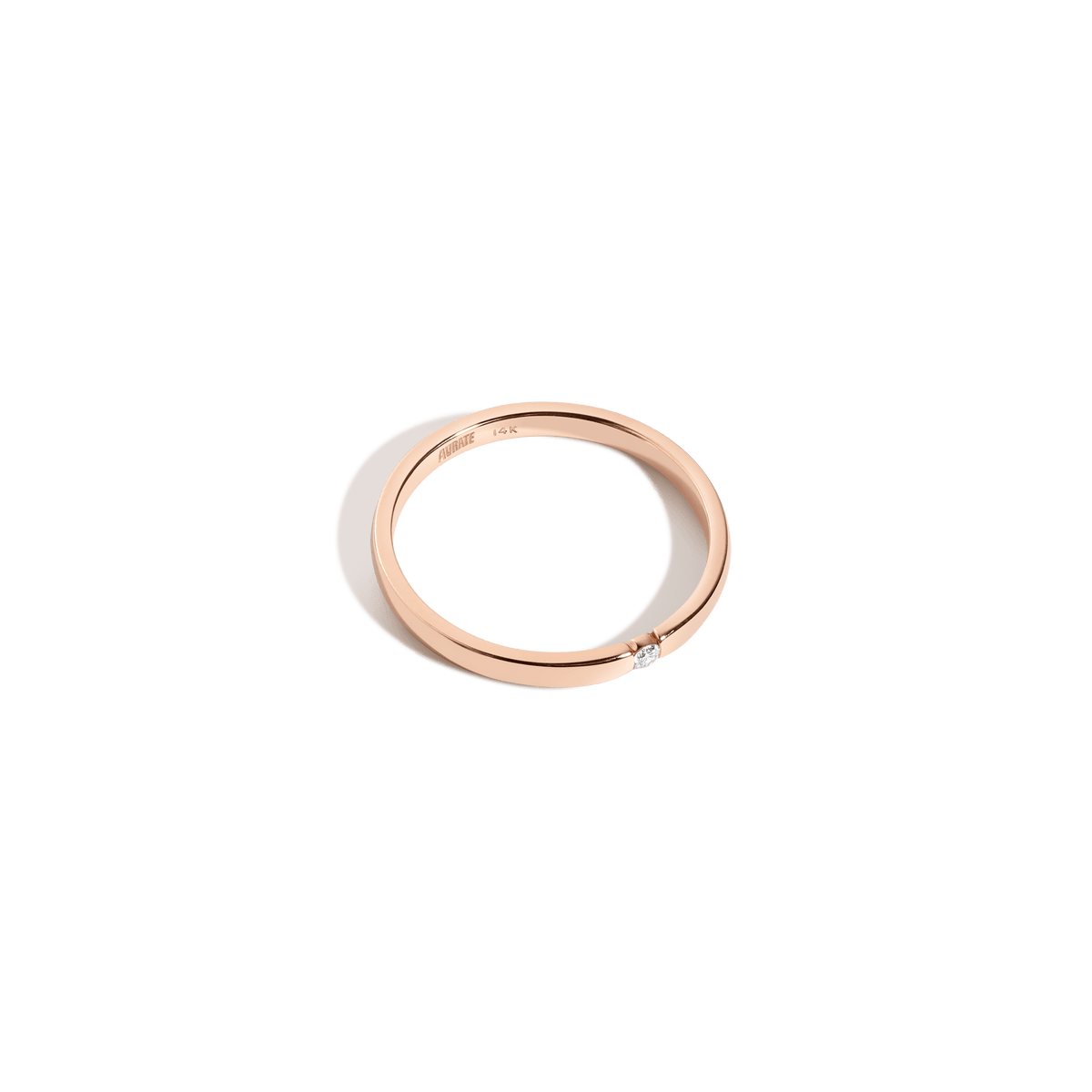 Thin Diamond Inlay Ring Rose Gold Vermeil Rose Gold 14K Rose Gold 18K
