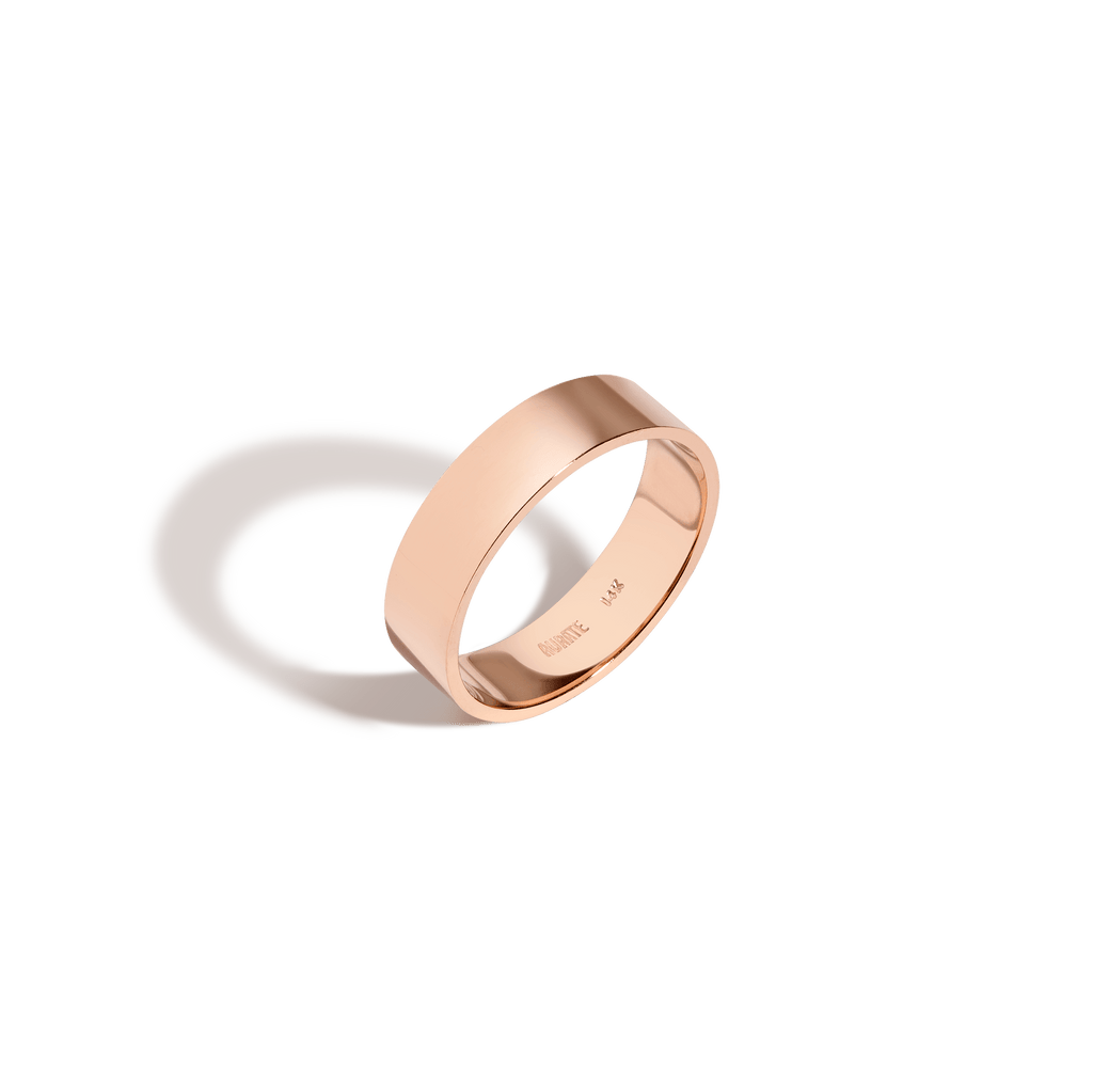 Modern Cigar Band in Yellow Rose or White Gold