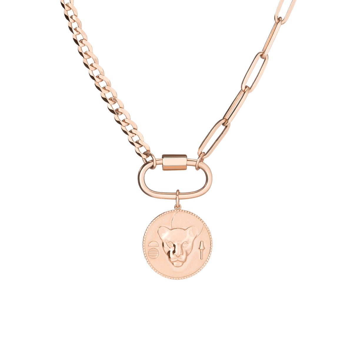 AURATE X KERRY: Lioness Pendant Necklace Vermeil Rose Gold First
