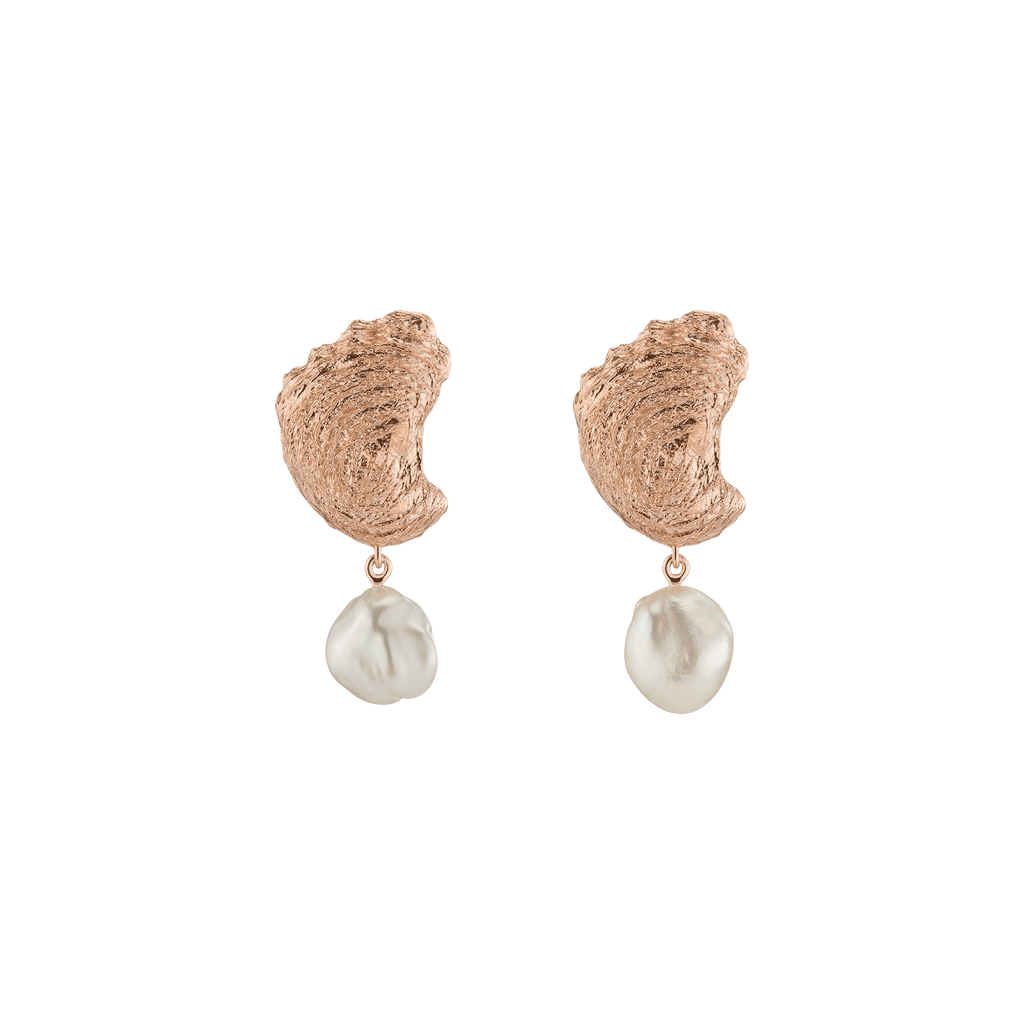 Aurate New York Organic Pearl Drop Rectangle Hoop Earrings, 14K Yellow Gold