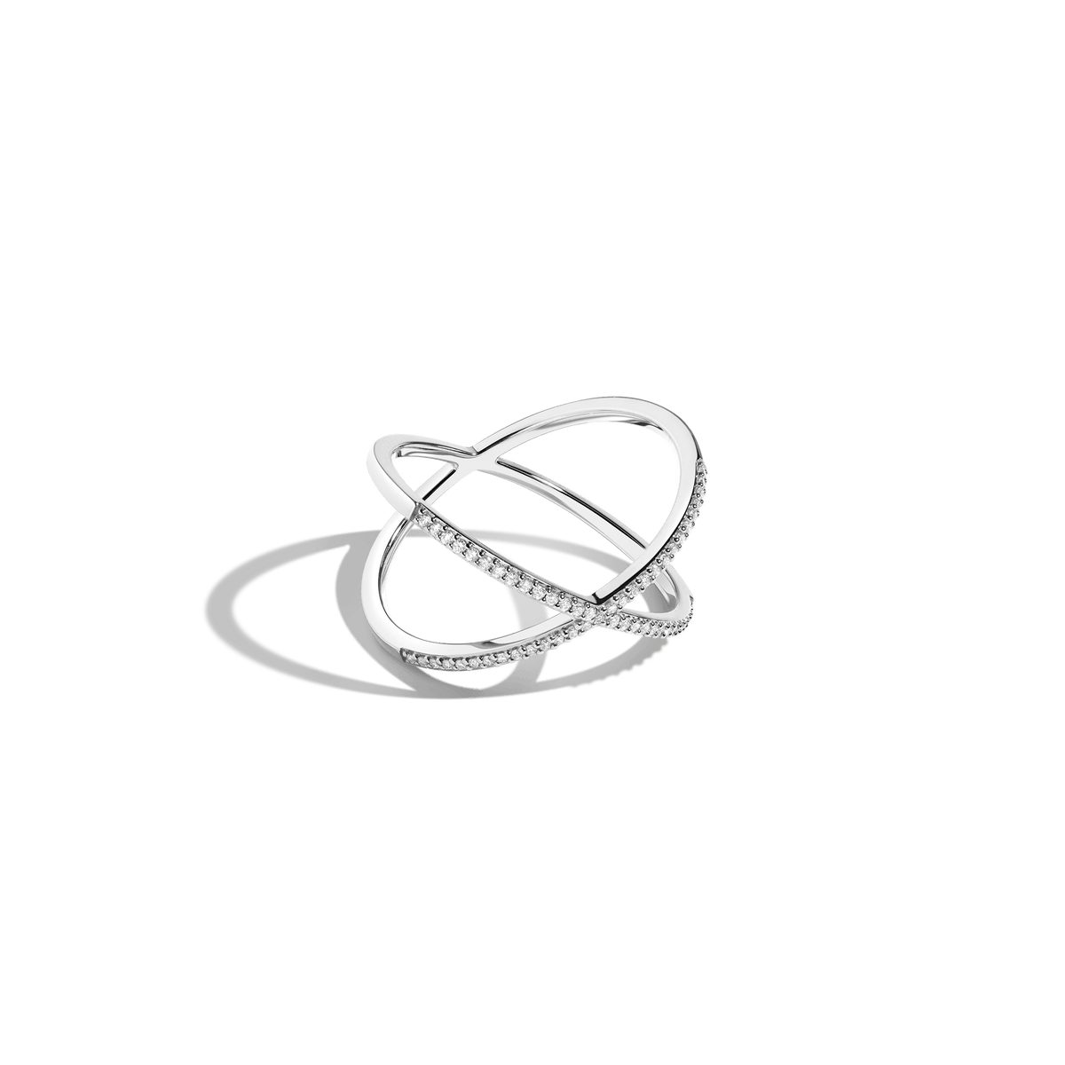 Petite Diamond X Ring 14k 18k White Gold