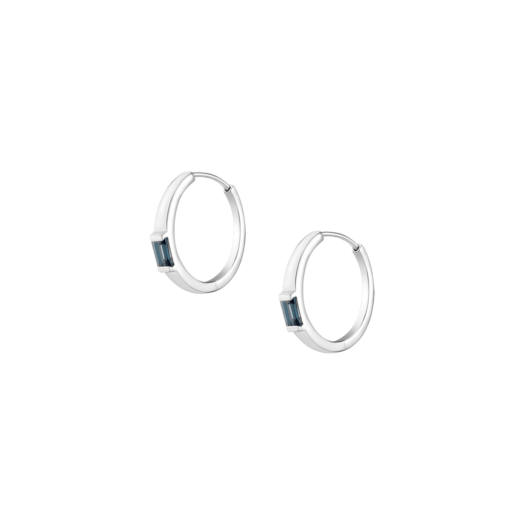 Womens Sterling Silver E-Coated Tapered Hinged Hoop Earrings