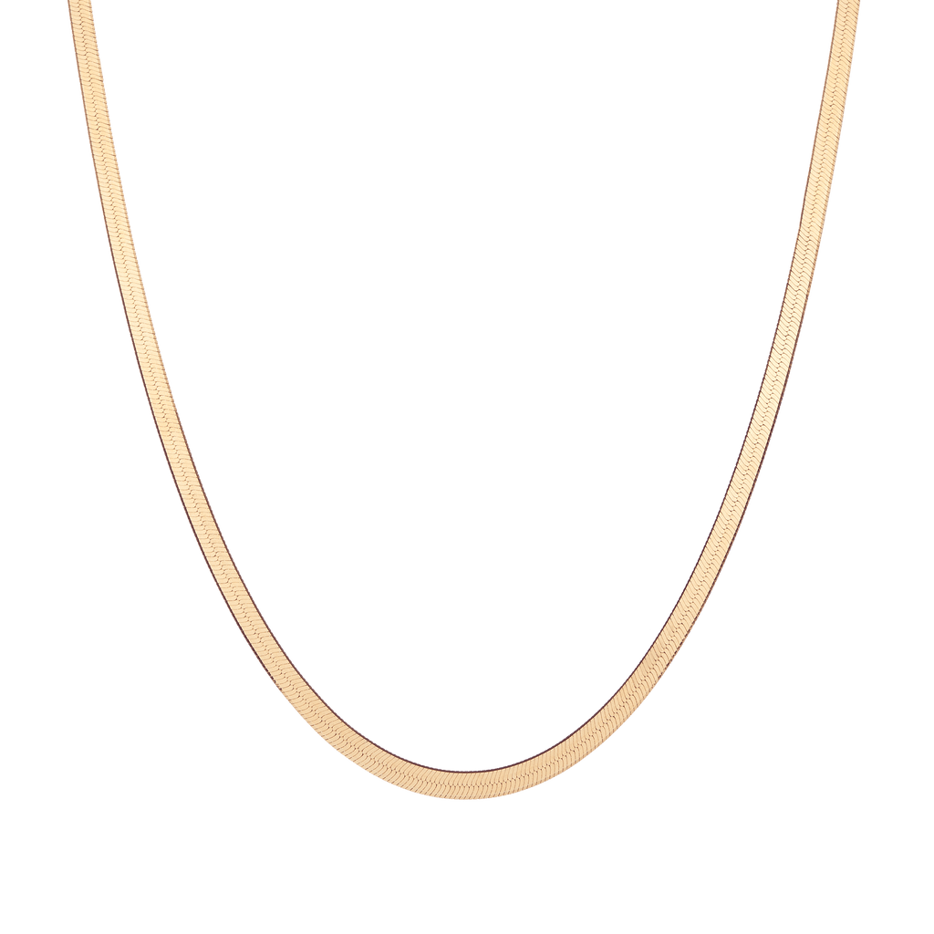 Gold Herringbone Chain Necklace