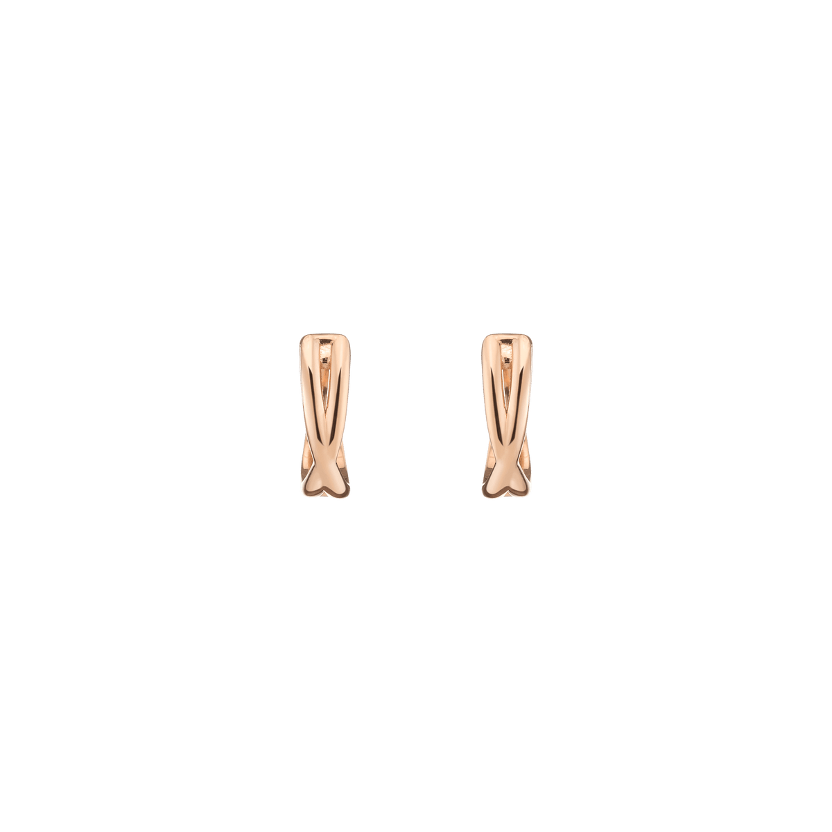 Crossover Huggie Earrings Vermeil 14k 18k Rose Gold Pair Single 15mm