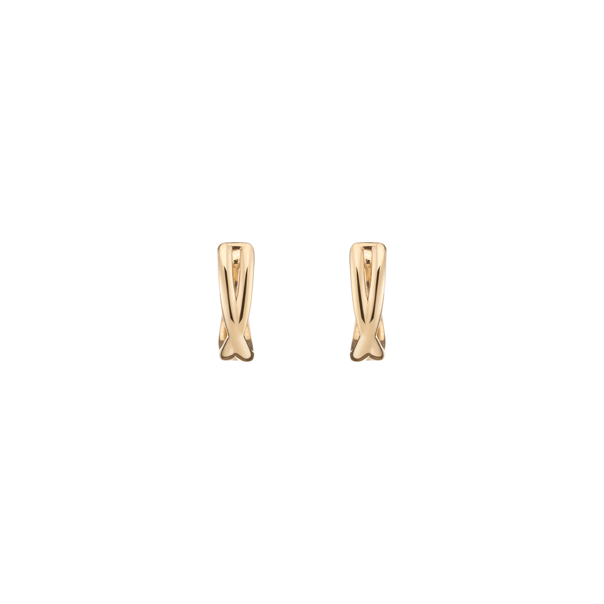 Crossover Huggie Earrings Vermeil 14k 18k Yellow Gold Pair Single 15mm