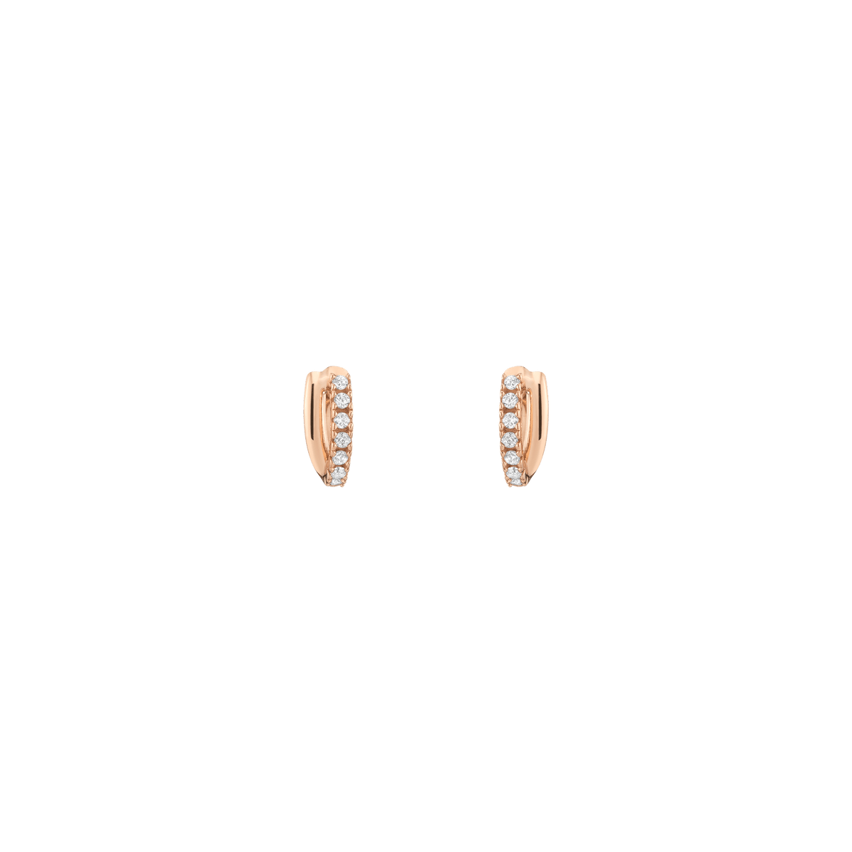 Diamond Crossover Huggie Earrings 14k 18k Rose Gold Pair Single 10mm