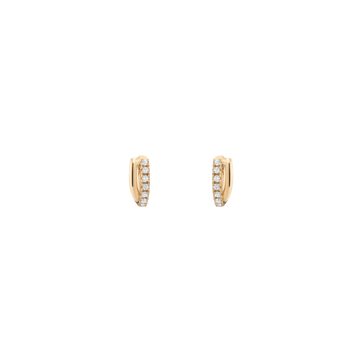 Diamond Crossover Huggie Earrings 14k 18k Yellow Gold Pair Single 10mm