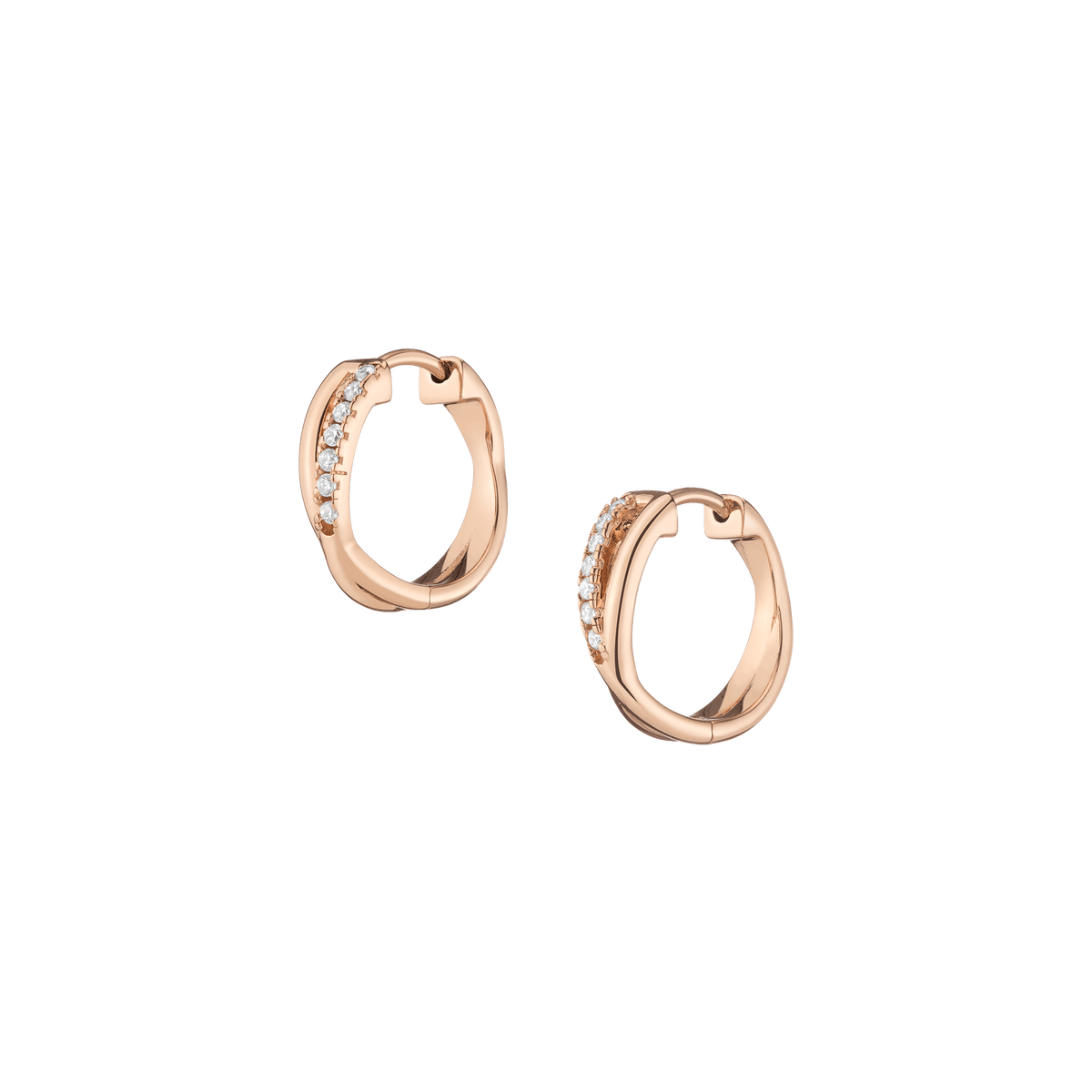 Diamond Crossover Huggie Earrings